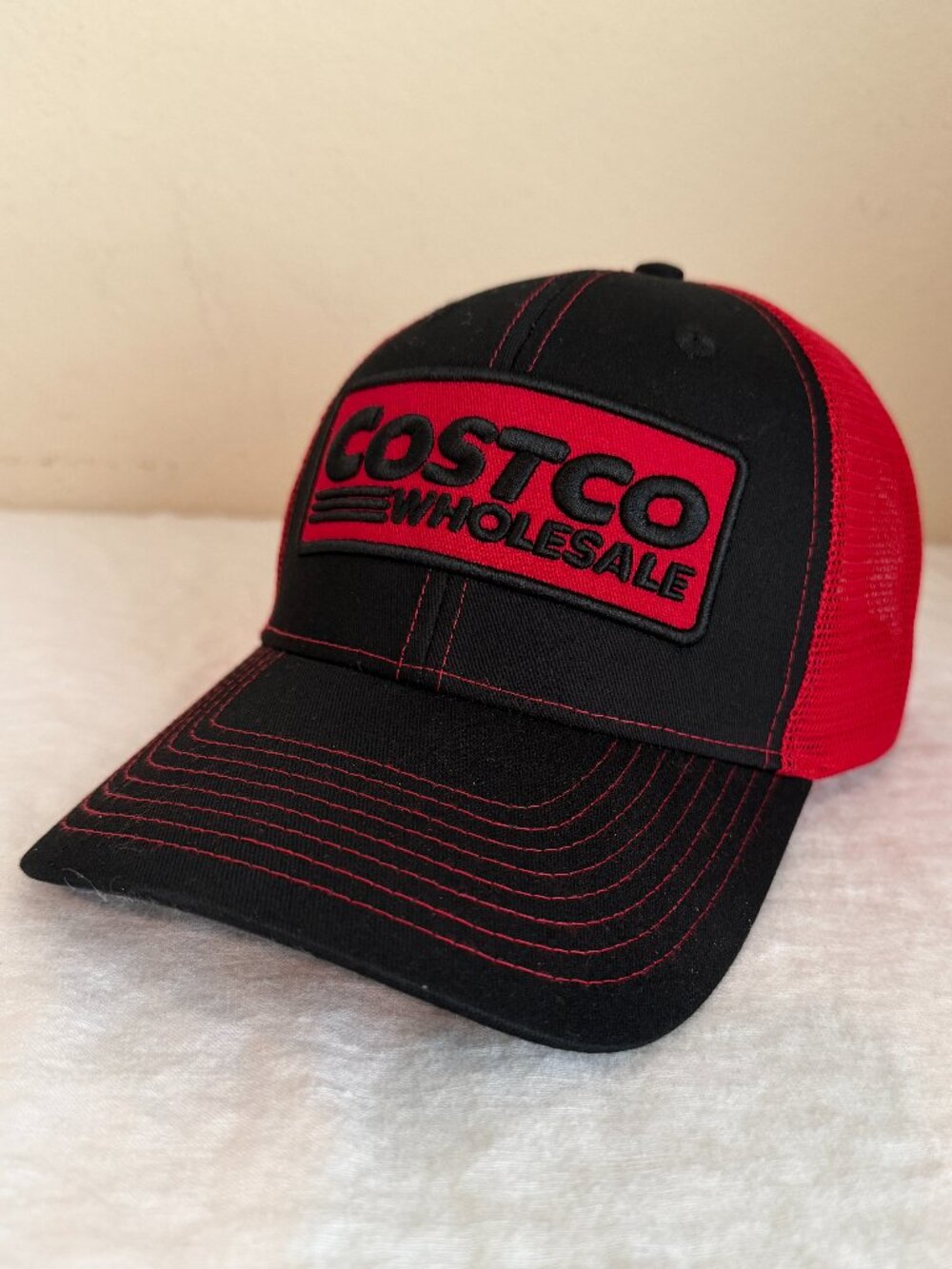 Costco Wholesale Logo Embroidered Trucker Cap Hat Red Black Limited Edition NEW